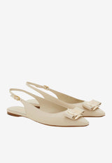 Ferragamo Zelmy Vara Plate Slingback Flats Cream 01K914 ZELMY 790607 MASCARPONE