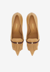 Ferragamo Giuky 70 Mini Fringed Leather Pumps Camel 01K923 GIUKY 70 790506 LIGHT CAMEL