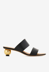 Ferragamo Ermione 40 Spherical Heel Leather Mules Black 01K933 ERMIONE 790639 NERO