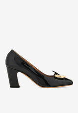 Ferragamo Oxide 70 Belt Strap Patent Leather Pumps Black 01K953 OXIDE 70 790451 NERO
