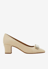 Ferragamo Vara 55 Patent Leather Pumps Cream 01L116 VARA 55 790726 MASCARPONE