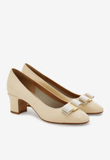 Ferragamo Vara 55 Patent Leather Pumps Cream 01L116 VARA 55 790726 MASCARPONE