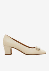 Ferragamo Vara 55 Calf Leather Pumps Cream 01L116 VARA 55 791510 MASCARPONE