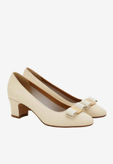Ferragamo Vara 55 Calf Leather Pumps Cream 01L116 VARA 55 791510 MASCARPONE