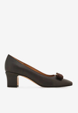 Ferragamo Vara 55 Calf Leather Pumps Dark Brown 01L116 VARA 55 794388 T MORO