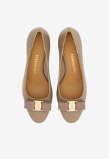 Ferragamo Vara 55 Calf Leather Pumps Taupe 01L116 VARA 55 794389 WARM TAUPE (GLAM 2731)