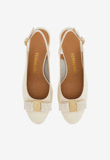 Ferragamo Vetty 55 Patent Leather Slingback Pumps Cream 01L130 VETTY 55 790740 MASCARPONE