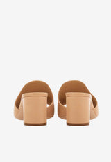Ferragamo Rexy 55 Gancini Leather Mules Beige 01L195 REXY 55 790344 AMARETTI