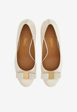 Ferragamo Carla 70 Vara Bow Pumps in Patent Leather Cream 01L218 CARLA 70 20 790802 MASCARPONE