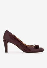 Ferragamo Carla 70 Vara Bow Pumps in Patent Leather Plum 01L218 CARLA 70 20 790803 PLUM