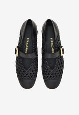 Ferragamo Nena Woven Leather Ballet Flats Black 01L402 NENA W 790670 NERO