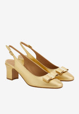 Ferragamo Vetty 55 Laminated Leather Slingback Pumps Gold 01L414 VETTY 55 1 790860 GOLD LUX FONDO BEIGE IN TINTA