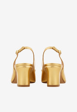 Ferragamo Vetty 55 Laminated Leather Slingback Pumps Gold 01L414 VETTY 55 1 790860 GOLD LUX FONDO BEIGE IN TINTA