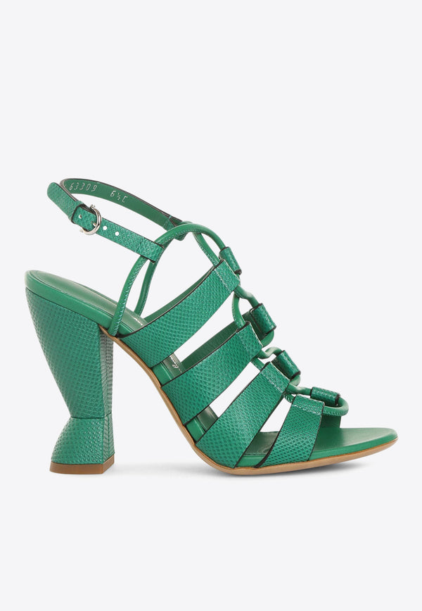 Salvatore Ferragamo Sirmio 105 Lizard Embossed Leather Sandals Green 01P883 SIRMIO X5P 710872 EMERALD