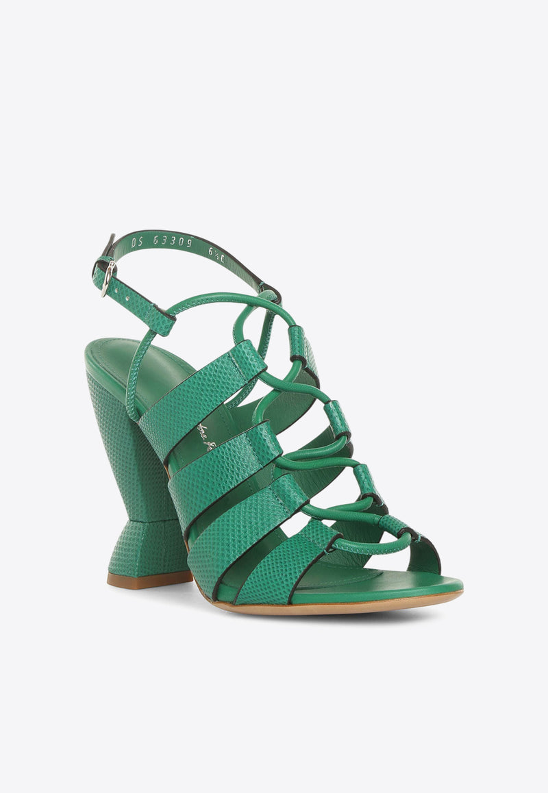 Salvatore Ferragamo Sirmio 105 Lizard Embossed Leather Sandals Green 01P883 SIRMIO X5P 710872 EMERALD