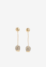 Pave Skull Drop Earrings