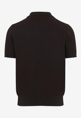 Ribbed Knit Polo T-shirt