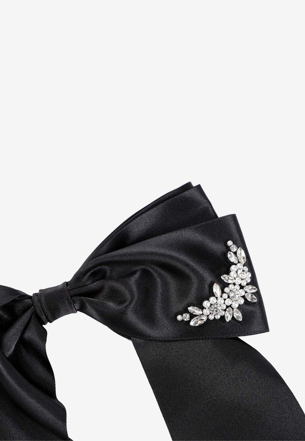 Crystal-Embellished Bow Hair Clip