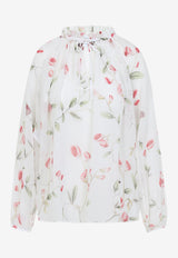 بلوزة من الحرير بنقشة زهور