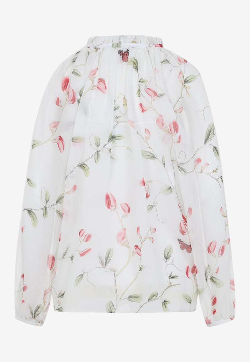 بلوزة من الحرير بنقشة زهور