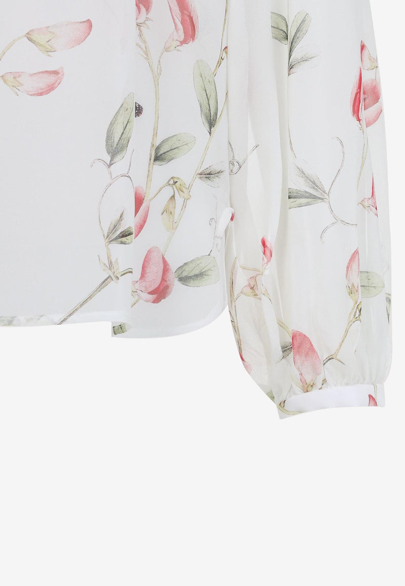 بلوزة من الحرير بنقشة زهور