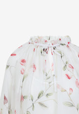 بلوزة من الحرير بنقشة زهور