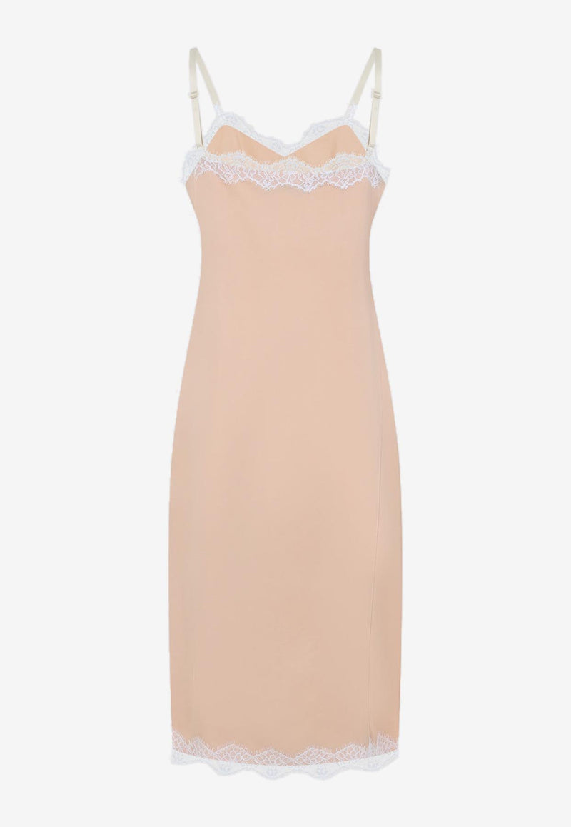 فستان بطول منتصف الساق بحواف دانتيل