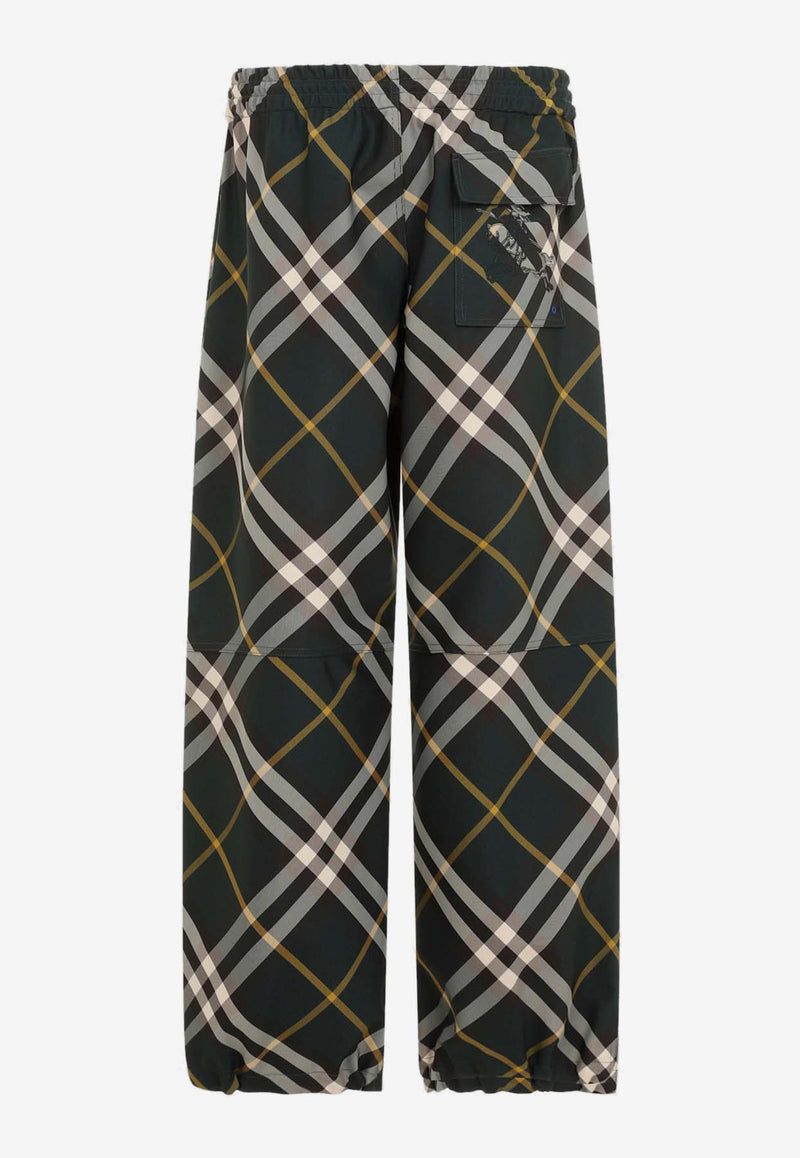 Checked Elastic-Waist Pants