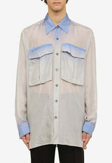 Dries Van Noten Long-Sleeved Silk Shirt 0207318162/O_DRVNO-504 Blue