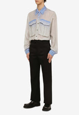 Dries Van Noten Long-Sleeved Silk Shirt 0207318162/O_DRVNO-504 Blue