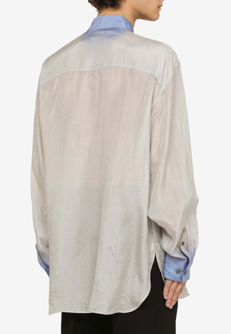 Dries Van Noten Long-Sleeved Silk Shirt 0207318162/O_DRVNO-504 Blue