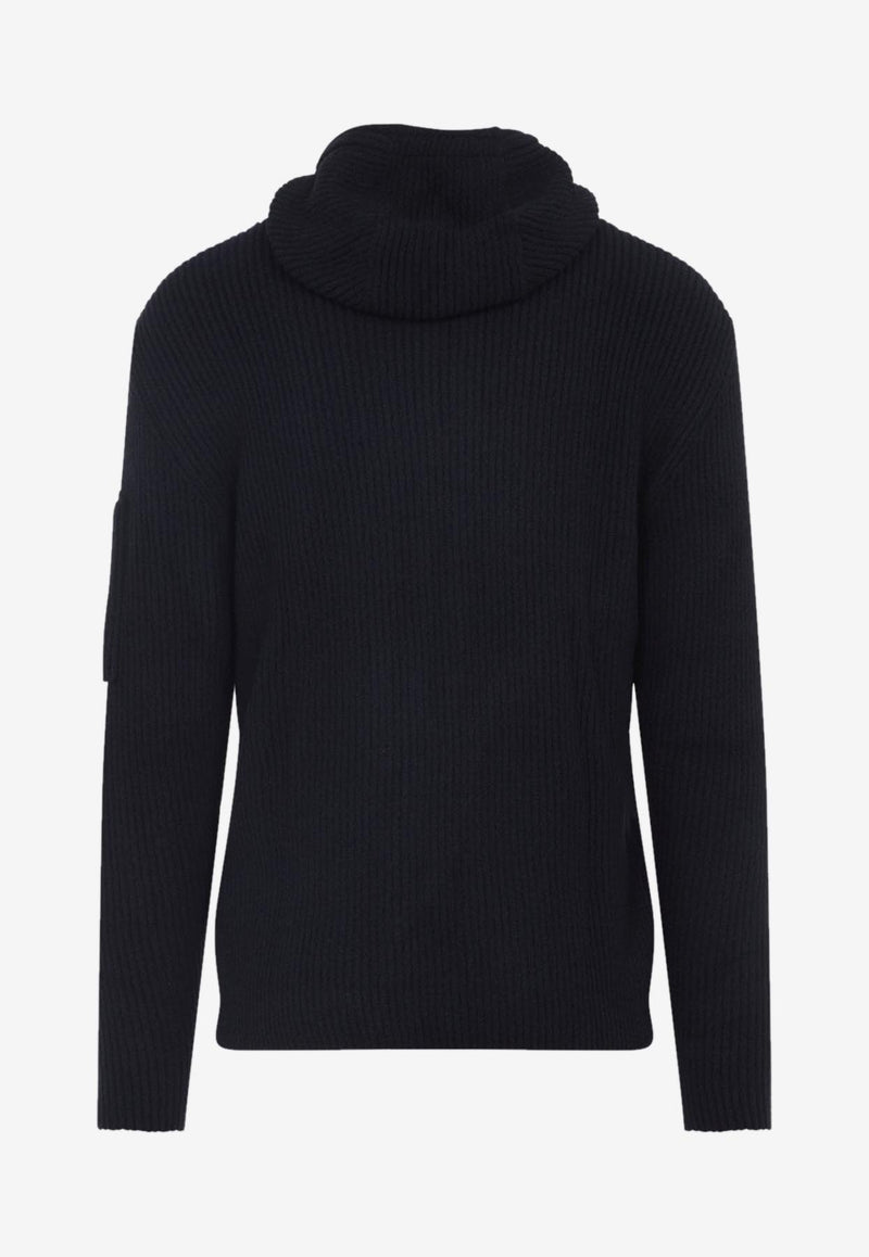 Signature Lens Ribbed Knit Cardigan with Hood