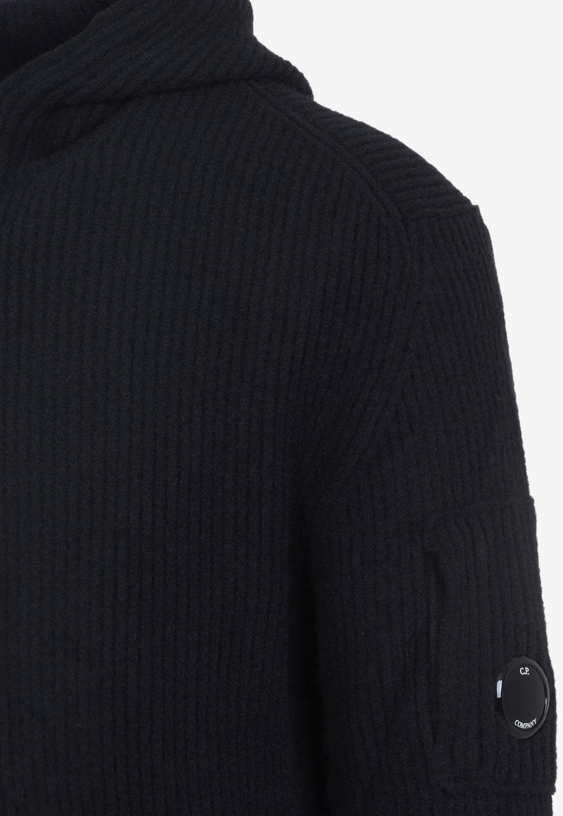 Signature Lens Ribbed Knit Cardigan with Hood