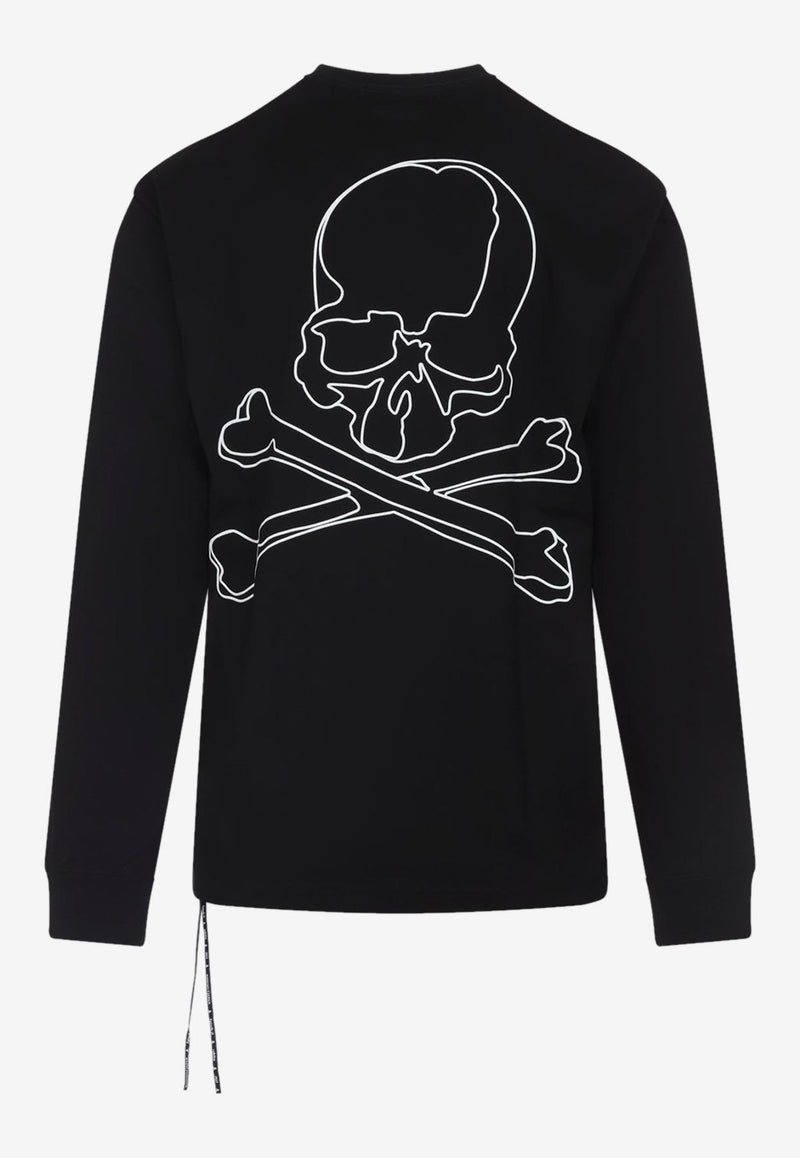 Foamy Skull Print Long-Sleeved T-shirt