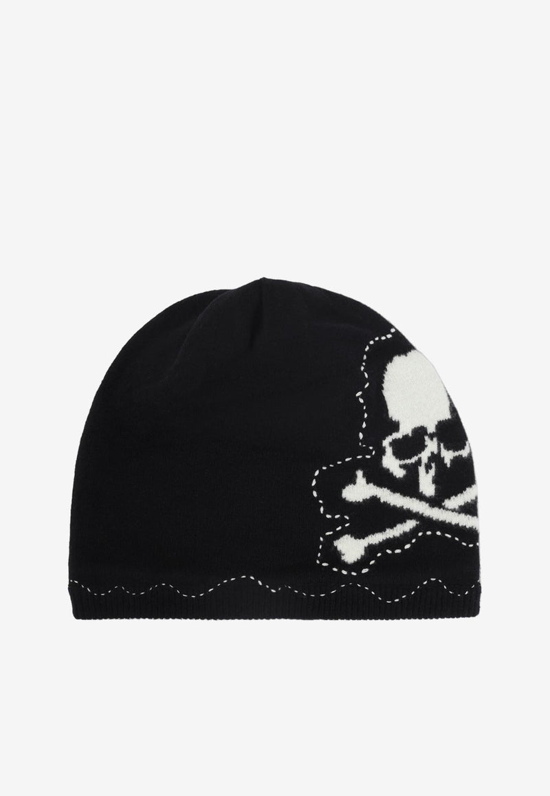 Intarsia Knit Skull Beanie