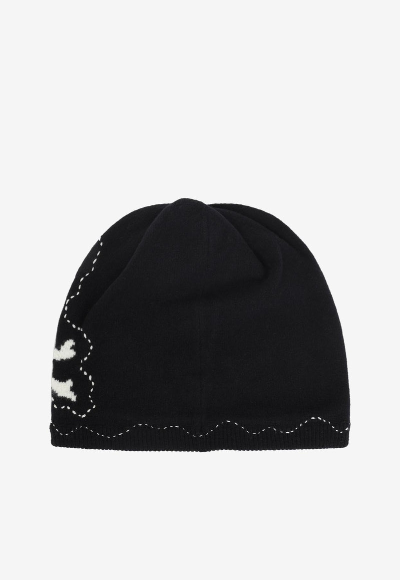 Intarsia Knit Skull Beanie