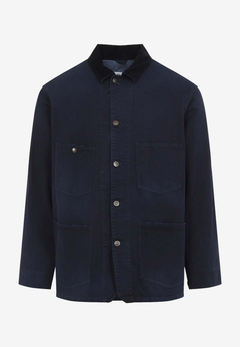 Corduroy-Collar Overshirt