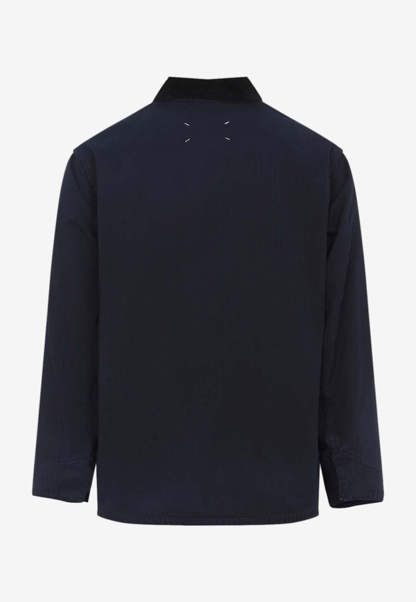 Corduroy-Collar Overshirt