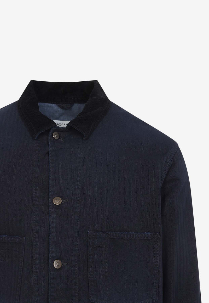 Corduroy-Collar Overshirt