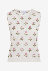 Floral-Embroidered Knit Top
