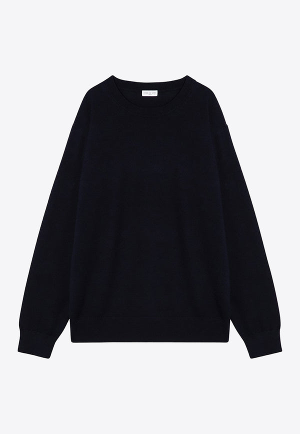 Dries Van Noten Wool Crewneck Sweater Blue 0212059700/P_DRVNO-509