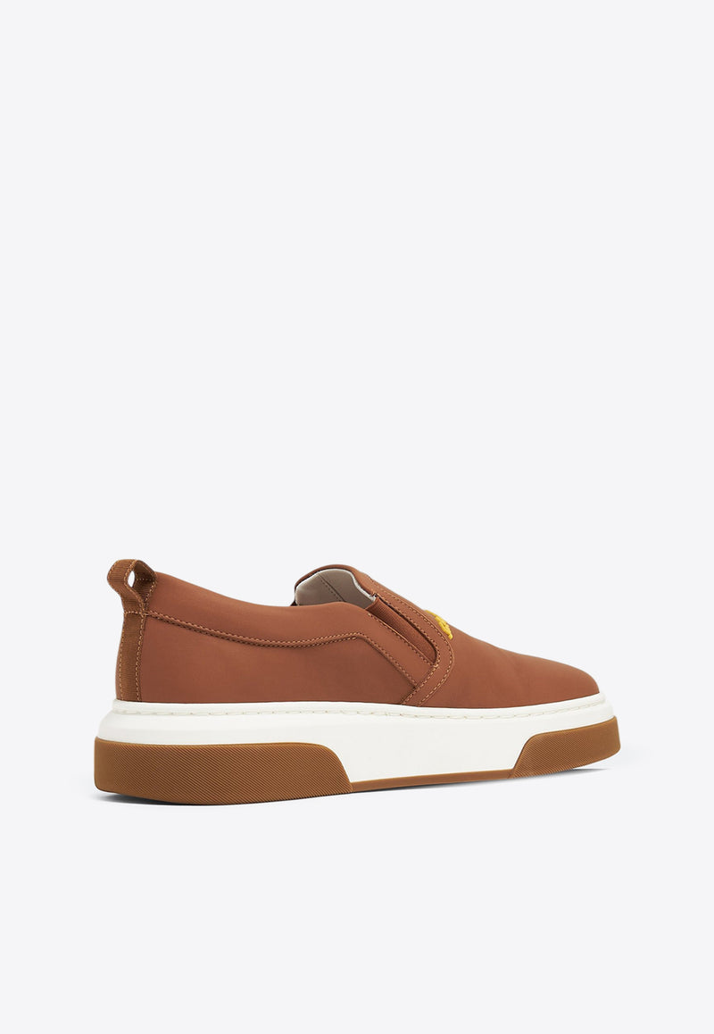 Salvatore Ferragamo Cassina Leather Slip-On Sneakers Brown 021215 CASSINA 758407 SELLA