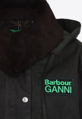 X GANNI Hood Check Wax Jacket