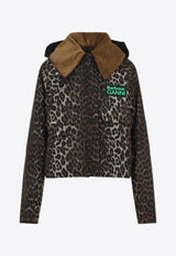 X GANNI Leopard Print Anorak Wax Jacket