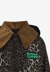 X GANNI Leopard Print Anorak Wax Jacket