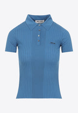Ribbed Wool Polo T-shirt with Logo