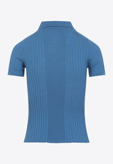 Ribbed Wool Polo T-shirt with Logo