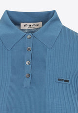 Ribbed Wool Polo T-shirt with Logo