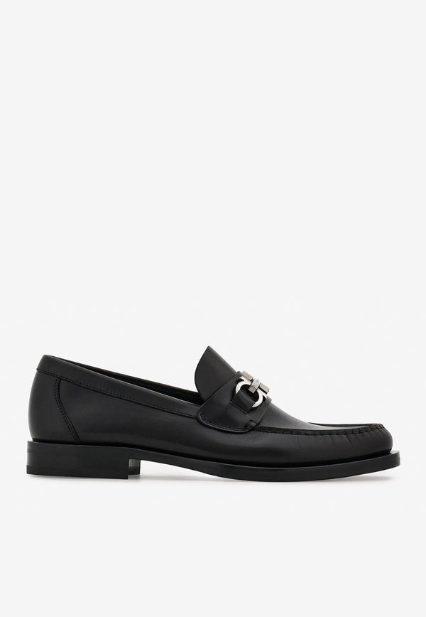 Ferragamo Fort Gancini Leather Loafers 021606 FORT 778767 NERO