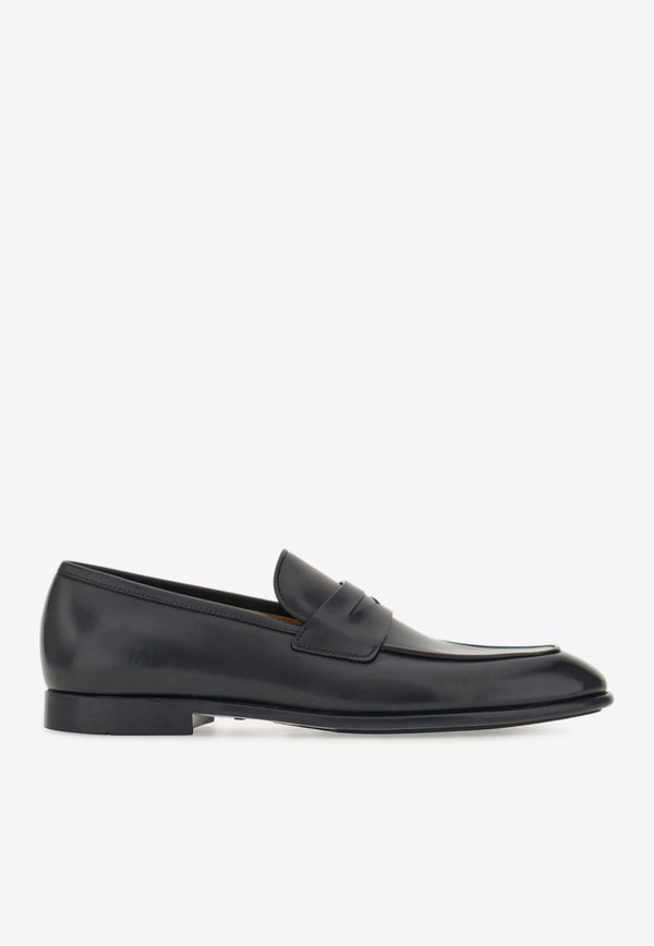 Ferragamo Funes Leather Penny Loafers Black 021668 FUNES 762627 BLUE GRAPHITE